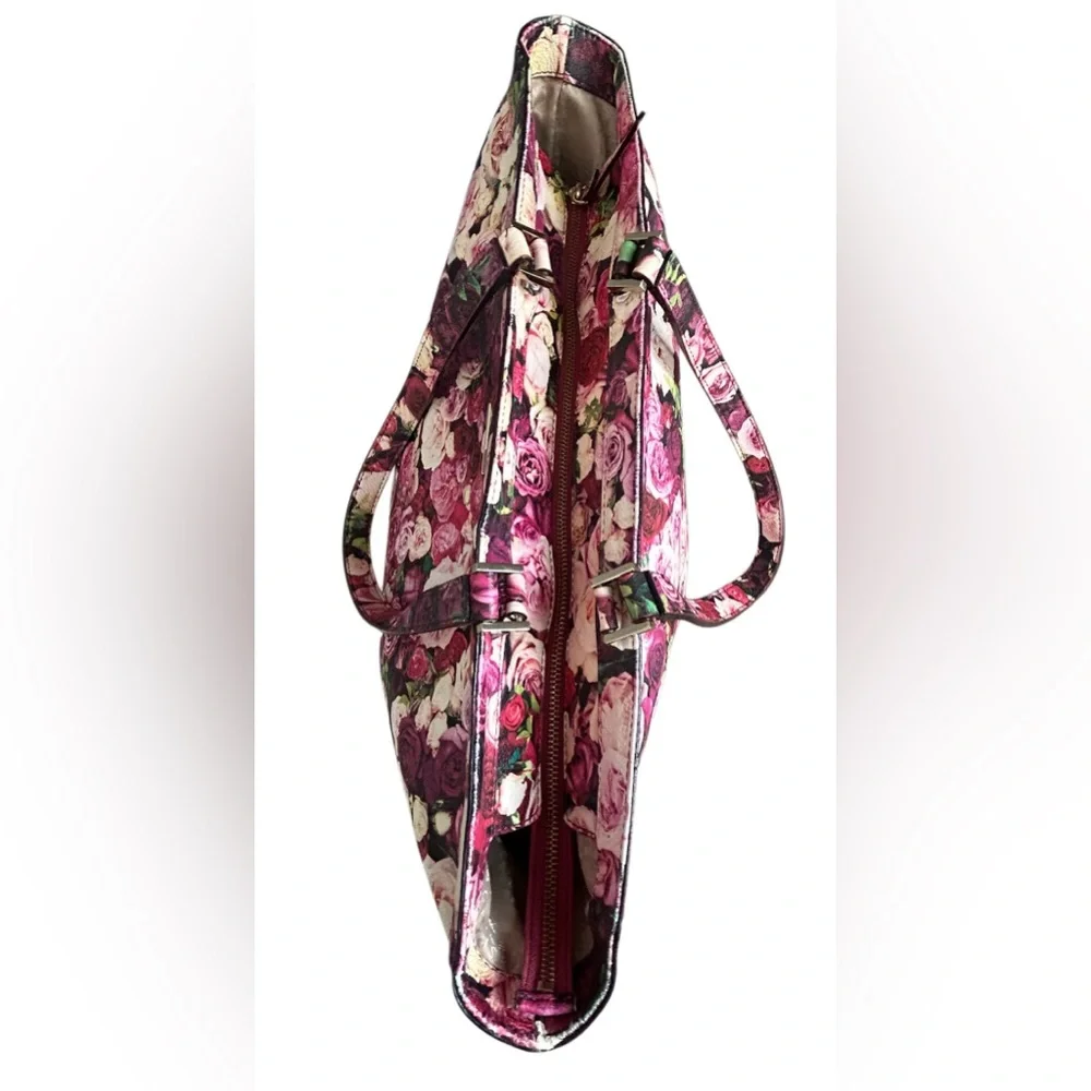 Kate Spade New York Grant Street Grainy Vinyl Juno Tote Bag Roses Floral Large - Picture 4 of 15